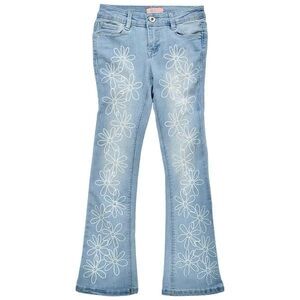 NWOT Squeeze Light Blue Floral print girls flare Jeans size medium 8 boho